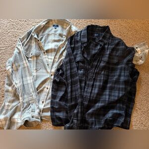 George Men's Casual Button-Down Shirts - Black and Cream Plaid